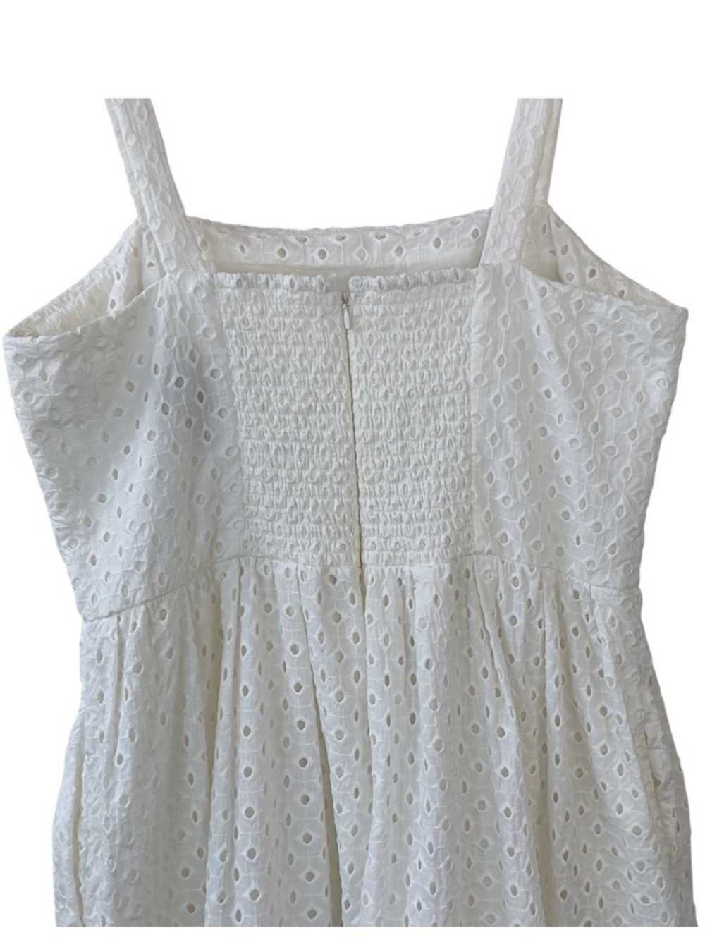Vince Camuto Eyelet Sundress White Cotton Classic Square Neck Dress Lined 16 - Picture 11 of 16